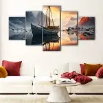Mountains Boat canvas art