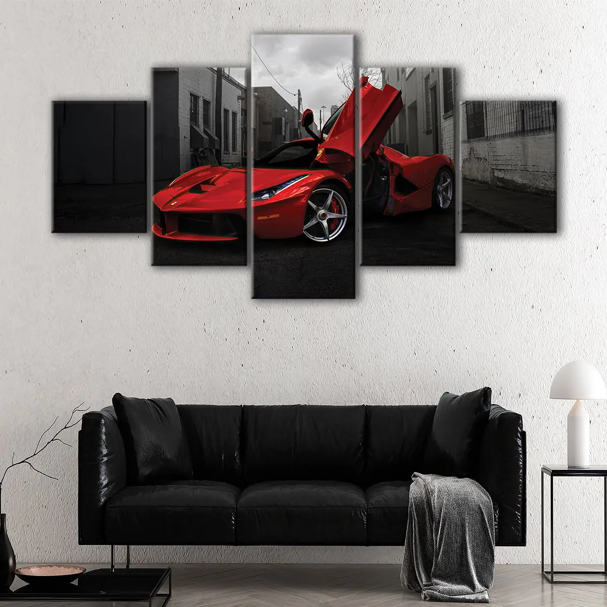 0f4706a2-5-panels-red-ferrari-canvas-art-3 Red Ferrari canvas art - Image 1