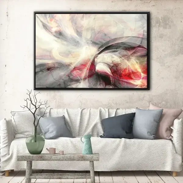 Grey & Red Lines canvas art