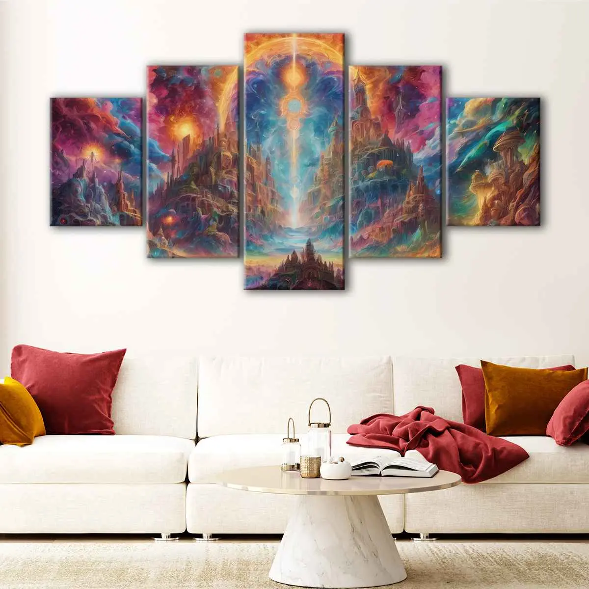 3d056190-5-panels-psychedelic-kingdom-canvas-art Psychedelic Kingdom canvas art - Image 1