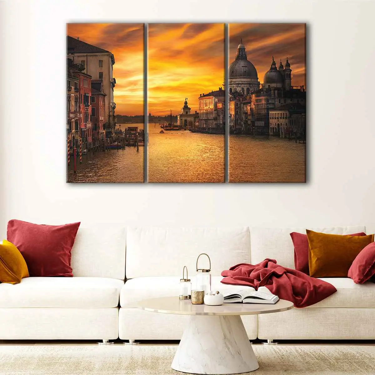4993f47f-3-panels-venice-sunrise-canvas-art Venice Sunrise canvas art - Image 1