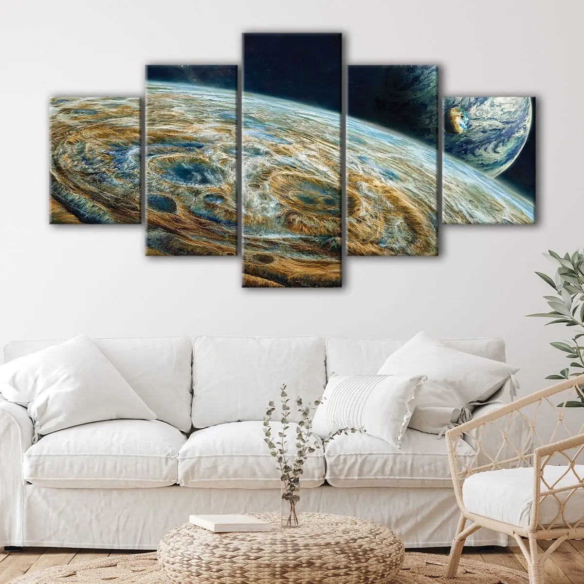 4f82dc5d-5-panels-moon-craters-canvas-art Moon Craters canvas art - Image 1