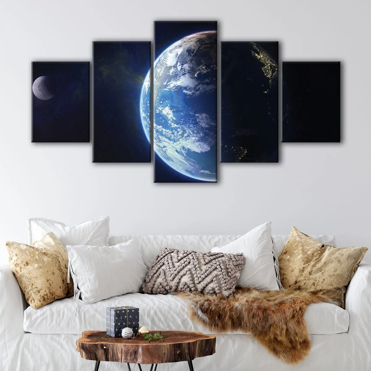 Earth and Moon canvas art