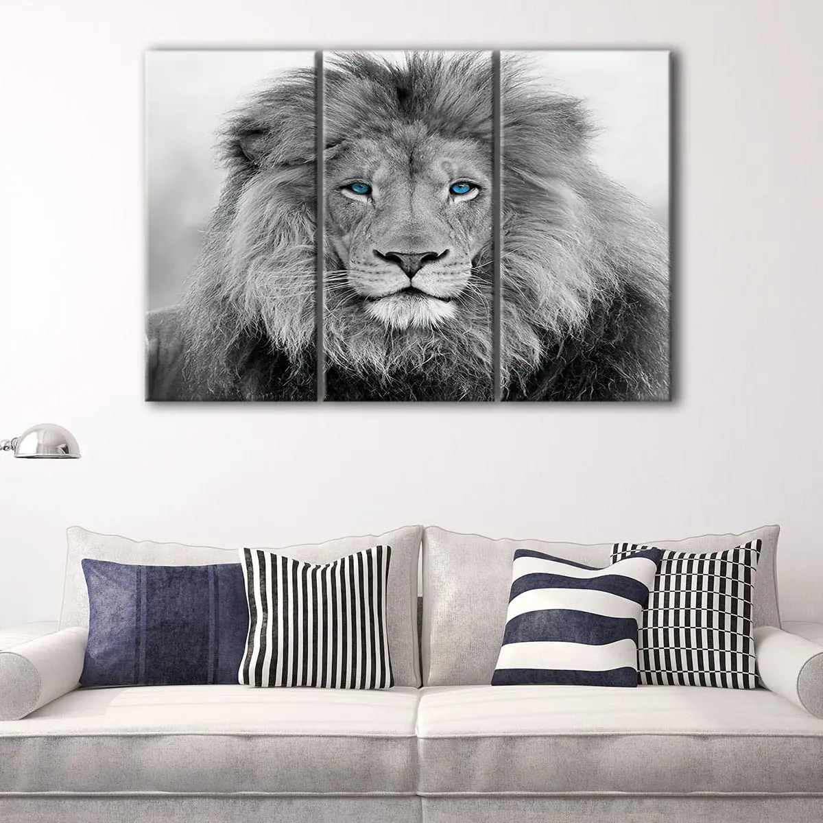 538a62ac-3-panels-blue-eyes-lion-canvas-art Blue Eyes Lion canvas art - Image 1