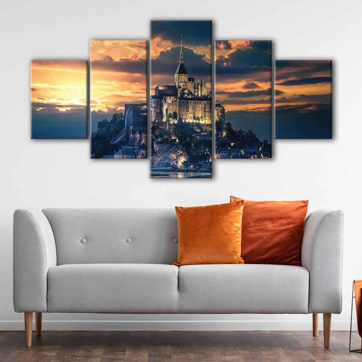 6aca38de-5-panels-saint-michel-castle-canvas-art Saint Michel Castle canvas art - Image 1