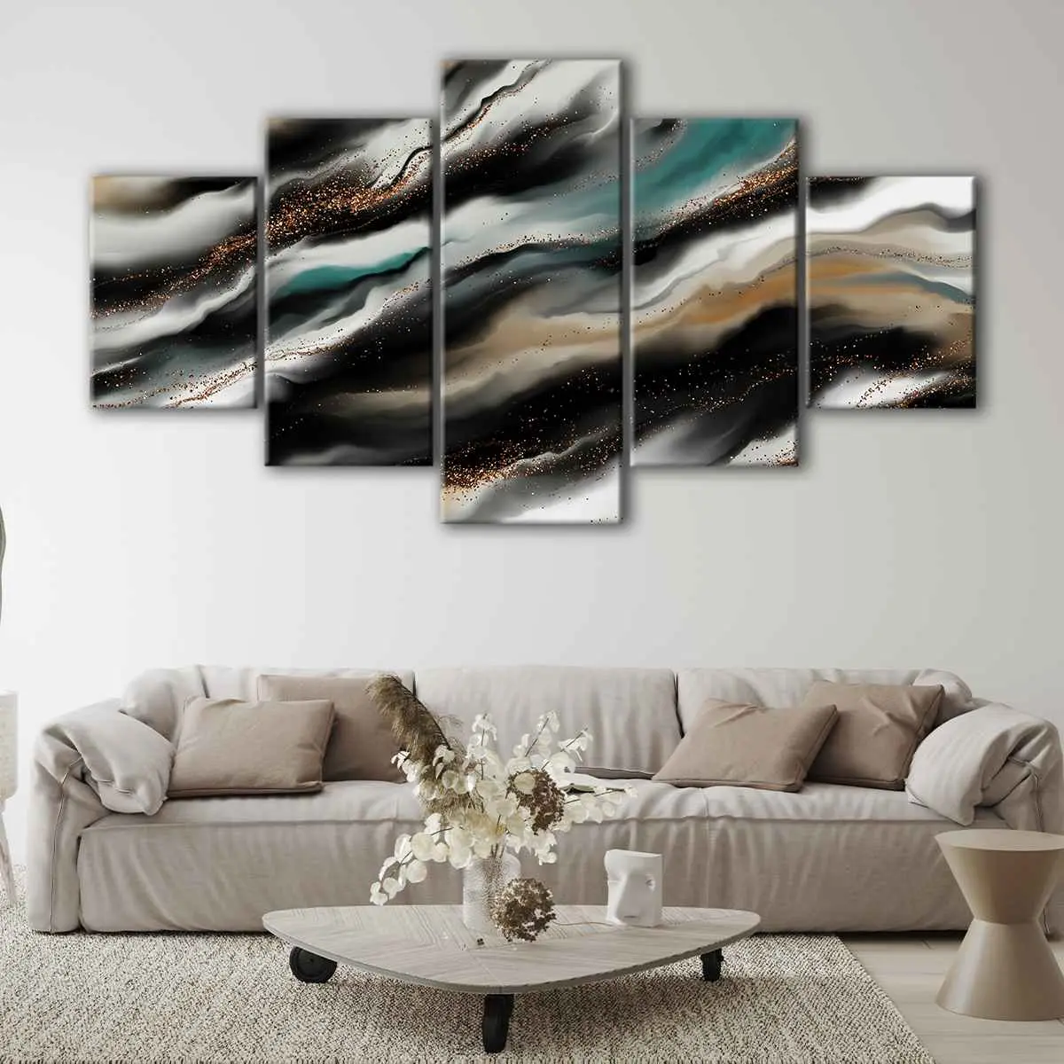 6fdedc5e-5-panels-sky-waves-canvas-art Sky Waves canvas art - Image 1