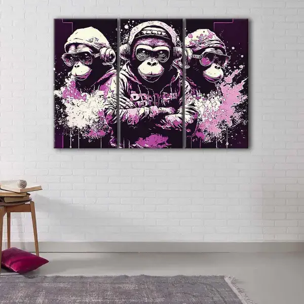 Funky 3 Wise Monkeys canvas art