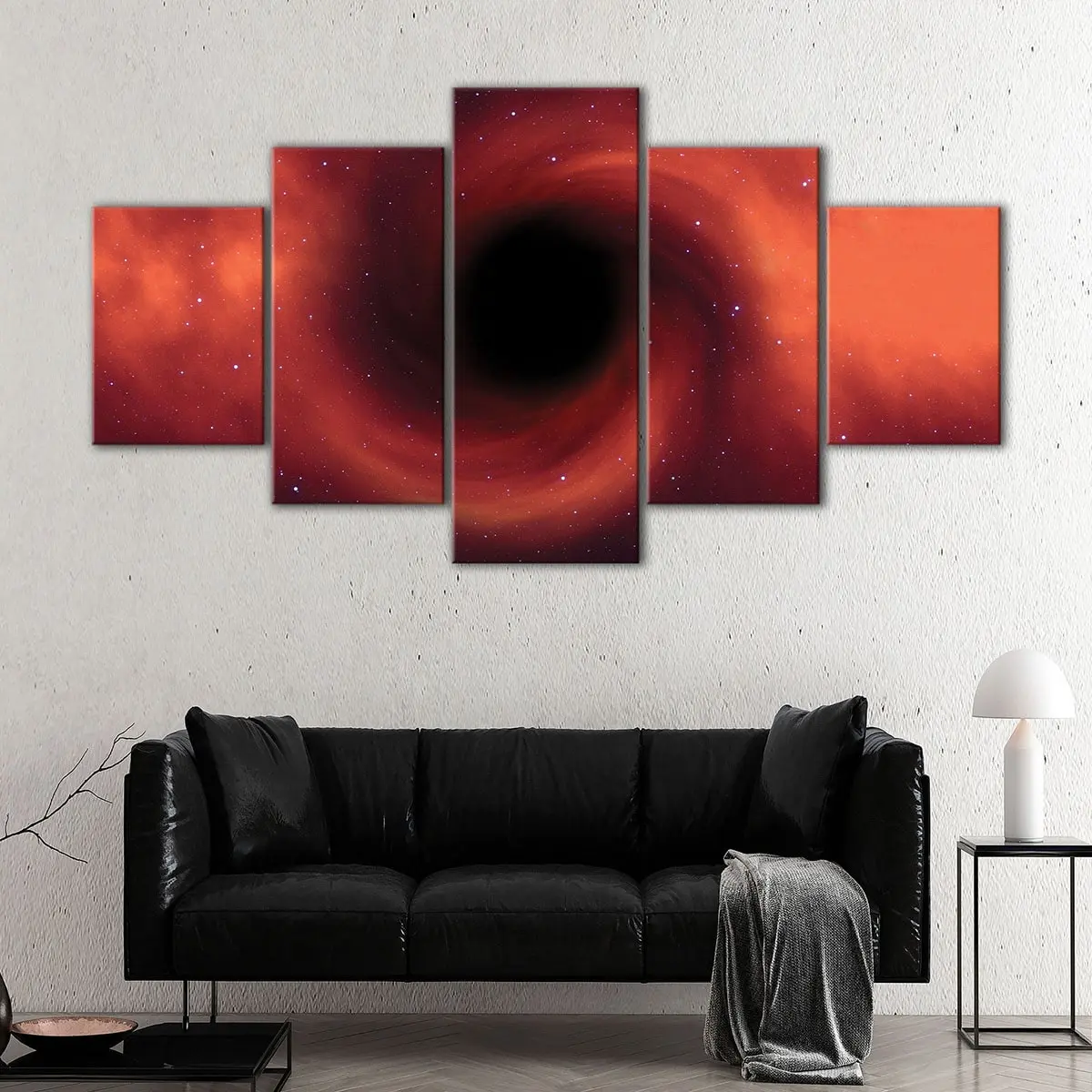 7c0d3421-5-panels-black-hole-canvas-art Black Hole canvas art - Image 1