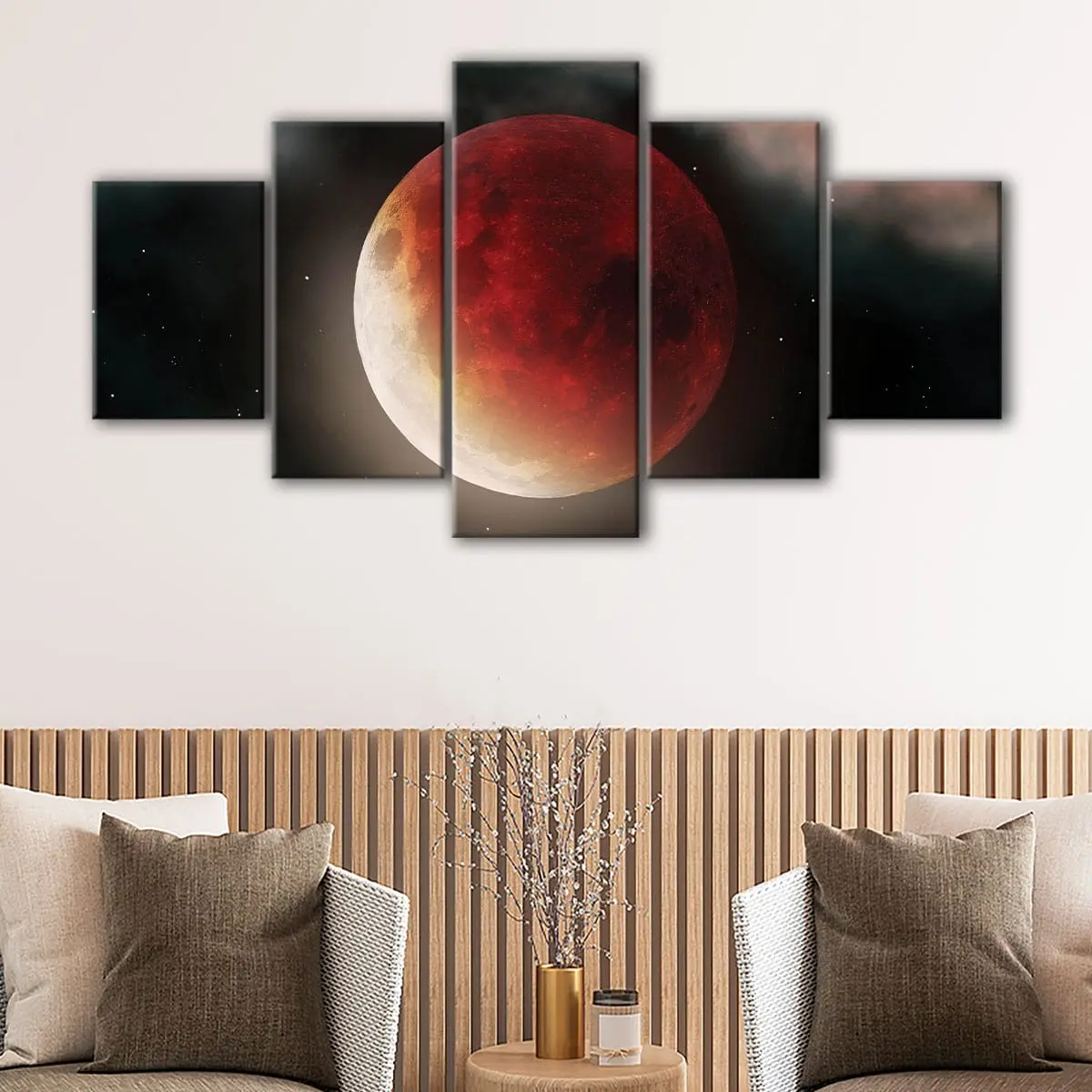 8318408c-5-panels-blood-moon-canvas-art Blood Moon canvas art - Image 1