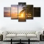 Sunset Behind Palm canvas art