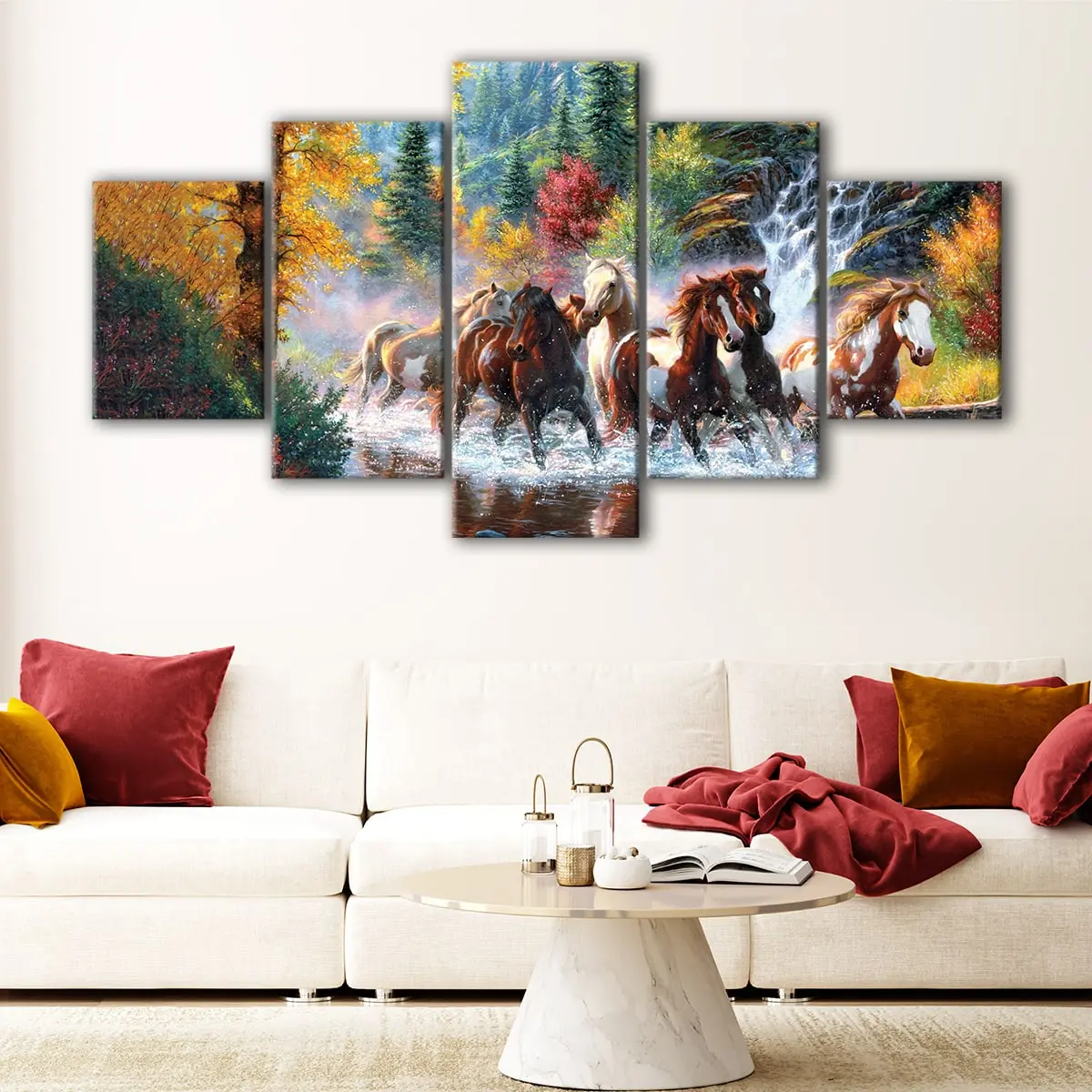 8b027392-5-panels-wild-horses-canvas-art Wild Horses canvas art - Image 1