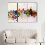 Cincinnati Watercolor Skyline canvas art - Image 3