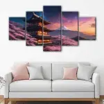 Cherry Blossom Temple canvas art - Image 4
