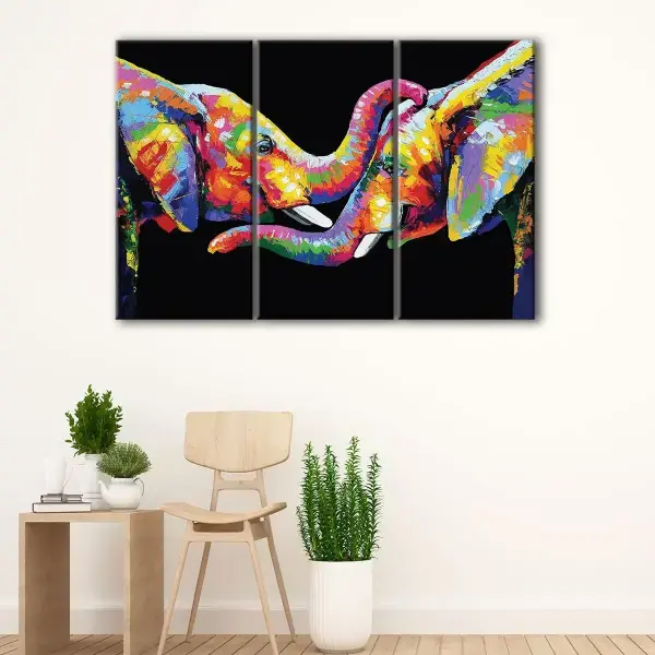 Rainbow Elephants canvas art