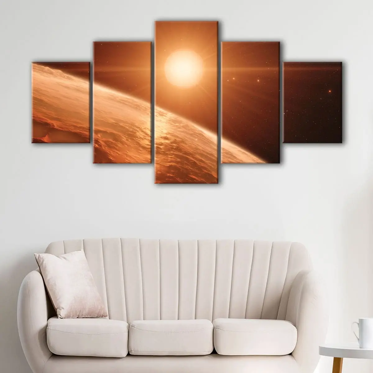 c0c3dc36-5-panels-mars-sunshine-canvas-art Mars Sunshine canvas art - Image 1