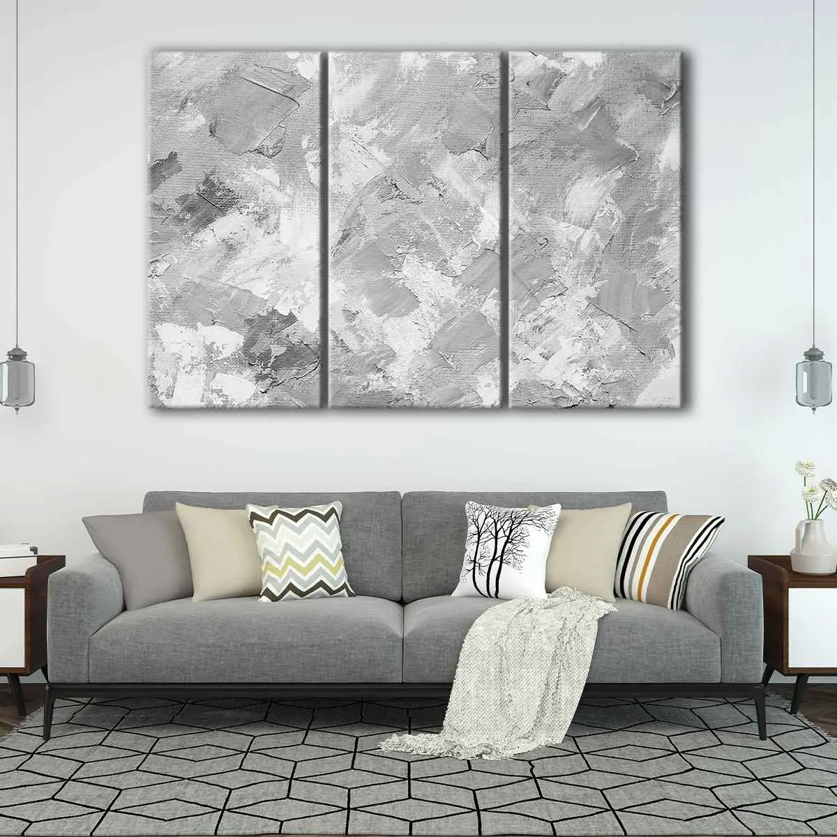 c5d104d1-3-panels-grey-brush-stroke-canvas-art Grey Brush Strokes canvas art - Image 1