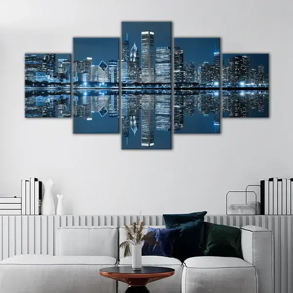 Chicago Skyline At Night canvas art