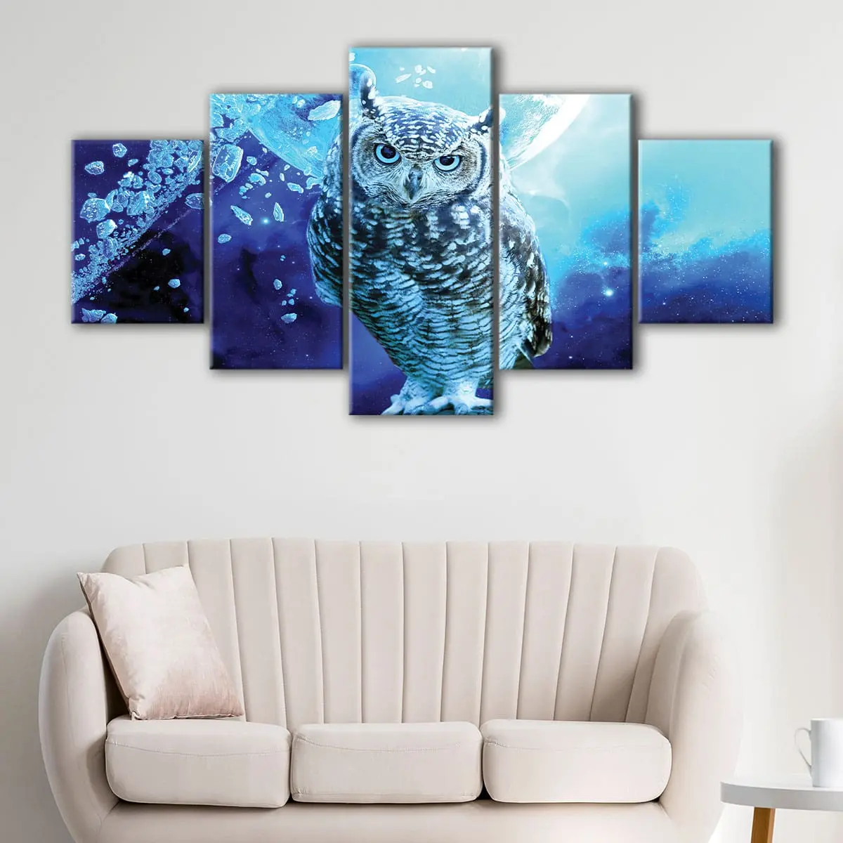 c9cdc095-5-panels-blue-owl-canvas-art Blue Owl canvas art - Image 1