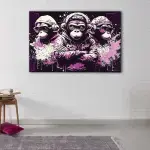 Funky 3 Wise Monkeys canvas art - Image 2