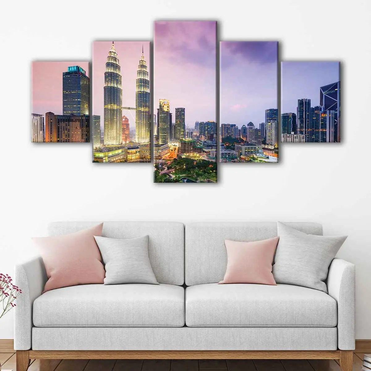 d9358f71-5-panels-kuala-lumpur-skyline-canvas-art Kuala Lumpur Skyline canvas art - Image 1