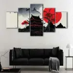 Japan Red Moon canvas art