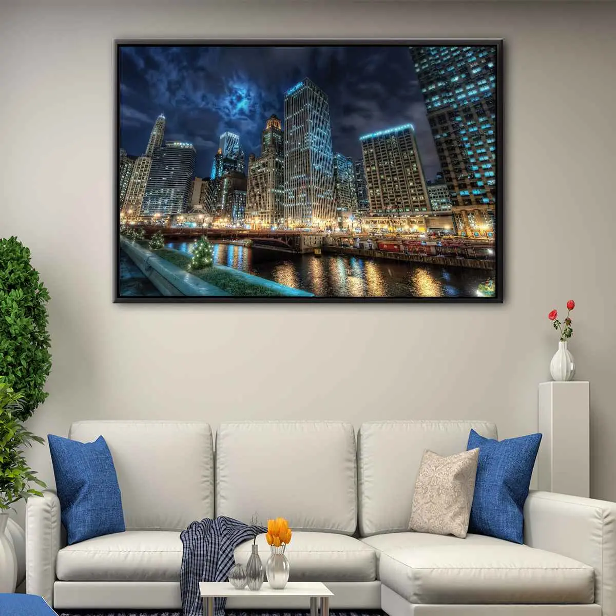 fe9fc720-chicago-skyscrapers-floating-frame-canvas Chicago Skyscrapers canvas art - Image 1