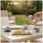 Blue Wrought Iron Pottery Dinnerware Set 22-Piece - Image 6