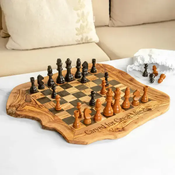 Carved for Great Minds Olive Wood Chess Set