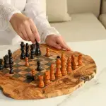 Carved for Great Minds Olive Wood Chess Set - Image 7