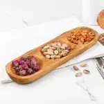 Divided Wooden Serving Dish Olive Wood