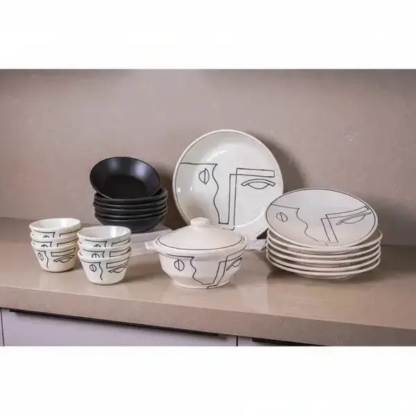 Emraude 21-Piece Ceramic Dinnerware Set