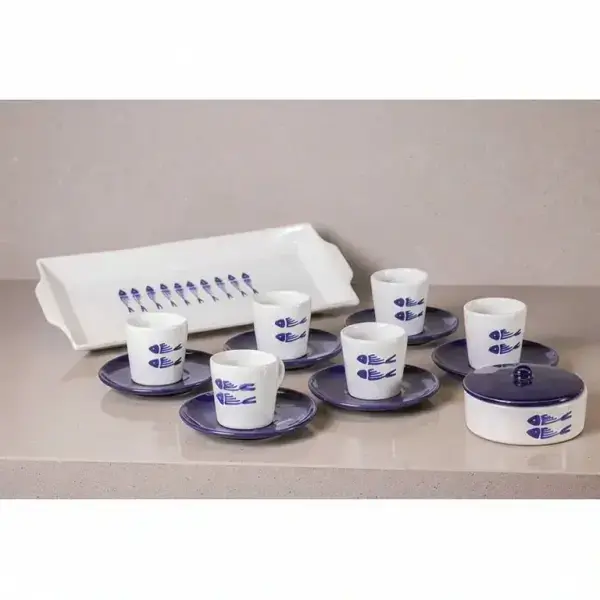 FISH | 15 Pieces,"FISH | Coffee service in pottery for 6 people