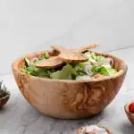 Large Olive Wooden Salad Bowl, Tunisian Handmade