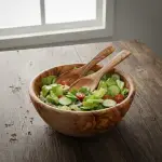 Large Olive Wooden Salad Bowl, Tunisian Handmade - Image 8