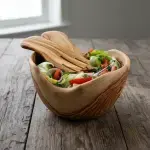 Large Rustic Wooden Salad Bowl Handmade from Olive Wood - Image 7