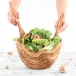Large Rustic Wooden Salad Bowl Handmade from Olive Wood - Image 3