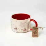 Mug Blanc Rouge – Fleurs Cerise