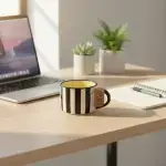 Mug Noir Jaune - Rayures - Image 5