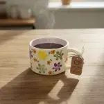 Mug White Violet – Flowers Colorful - Image 4