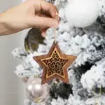 Olive Wood Christmas Ornaments: 2 Deer, Tree & Star - Image 3