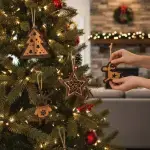 Olive Wood Christmas Ornaments: 2 Deer, Tree & Star - Image 11