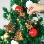 Olive Wood Christmas Ornaments: 2 Deer, Tree & Star - Image 6