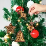 Olive Wood Christmas Ornaments: 2 Deer, Tree & Star - Image 5