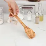 Olive Wood Corner Spoon, Handmade Wooden Cooking Spoon - Image 2
