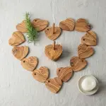 Olive Wood Heart Coasters Set With Holder - Image 10