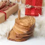 Olive Wood Heart Coasters Set With Holder - Image 5