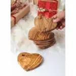 Olive Wood Heart Coasters Set With Holder - Image 4