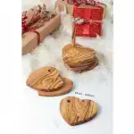 Olive Wood Heart Coasters Set With Holder