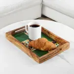 Olive Wood Rectangular Tray with Ceramic - Image 2