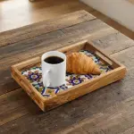 Olive Wood Rectangular Tray with Ceramic - Image 9